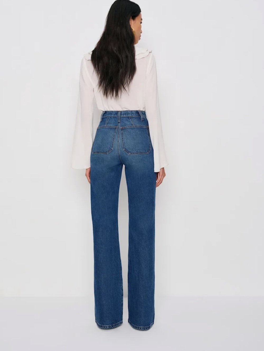 Reformation Dark Blue Alyssa High-Rise Wide Leg Long Jeans Size 24 Long Denim - Picture 2 of 8